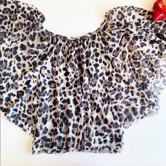 johnny heaven Tops - JOHNNY HEAVEN Leopard Off Shoulder Top Shirt